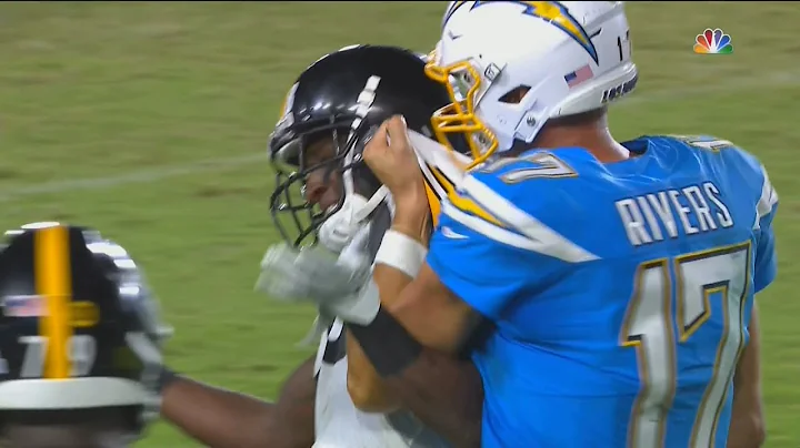 Philip Rivers Grabs Hold of Mike Hilton After Interception