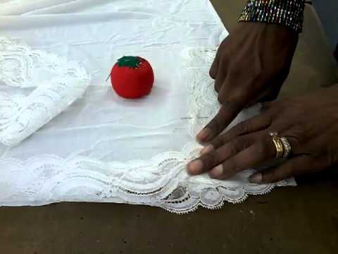 How to make a mitered corner on a lace slip