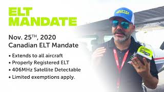 Canada now mandates upgrade to 406 MHz Emergency Locator Transmitter or ELT.  New 2020 Regulations.