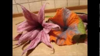 felted flowers in the making by QaraQul
