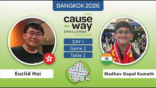 Scrabble's Causeway Challenge | Euclid Hui vs Madhav Gopal Kamath | Day 1 Table 2 Game 2