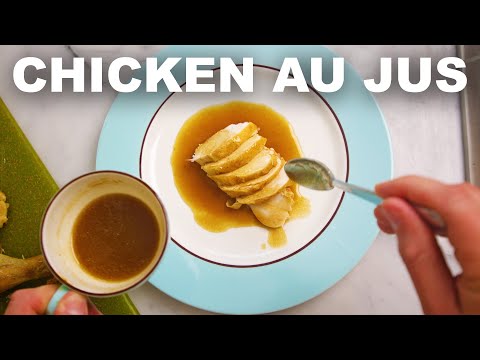 Spatchcocked roast chicken with jus, from the video