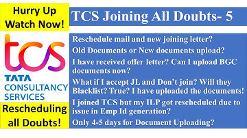 TCS Joining All Doubts | New Documents after Rescheduling Blacklist ILP Interview Results #tcs #jobs