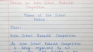 Write a Notice on Inter School Kabaddi Competition | Notice Writing