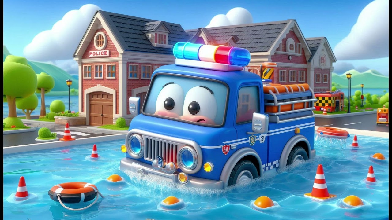 Baby Police Truck’s Water Rescue Song – Nursery Rhymes & Kids Songs