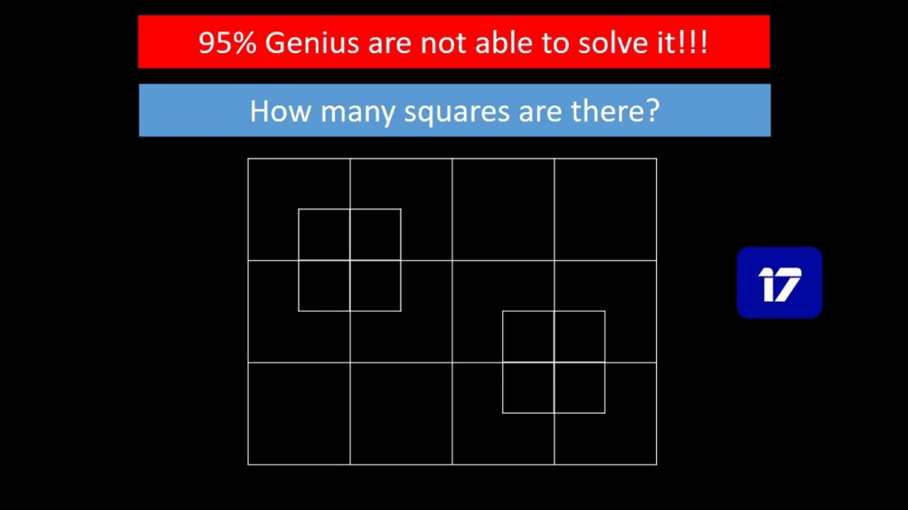 Math Puzzle 1 : Square Counting Only Genius Can Solve!!!!! - YouTube