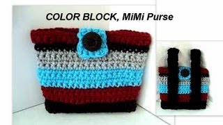 COLOR BLOCK crochet MIMI BAG, and how to line a bag, crochet pattern, how to diy bags and purses