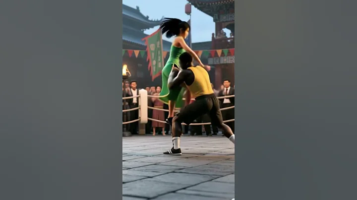 Girl in Green Cheongsam vs. Man Muscular #fighter #kungfu