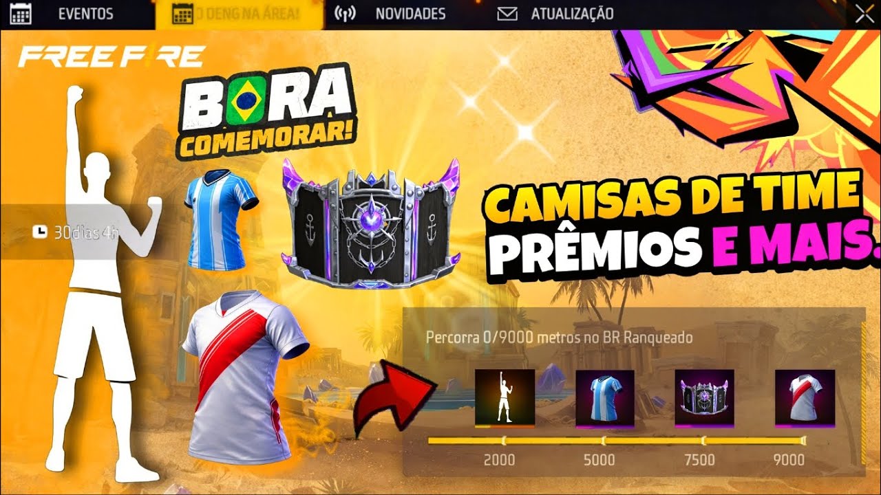 FINALMENTE? PEGUE AS CAMISAS DE TIME, EMOTE E GELO GRÁTIS NO FREE FIRE