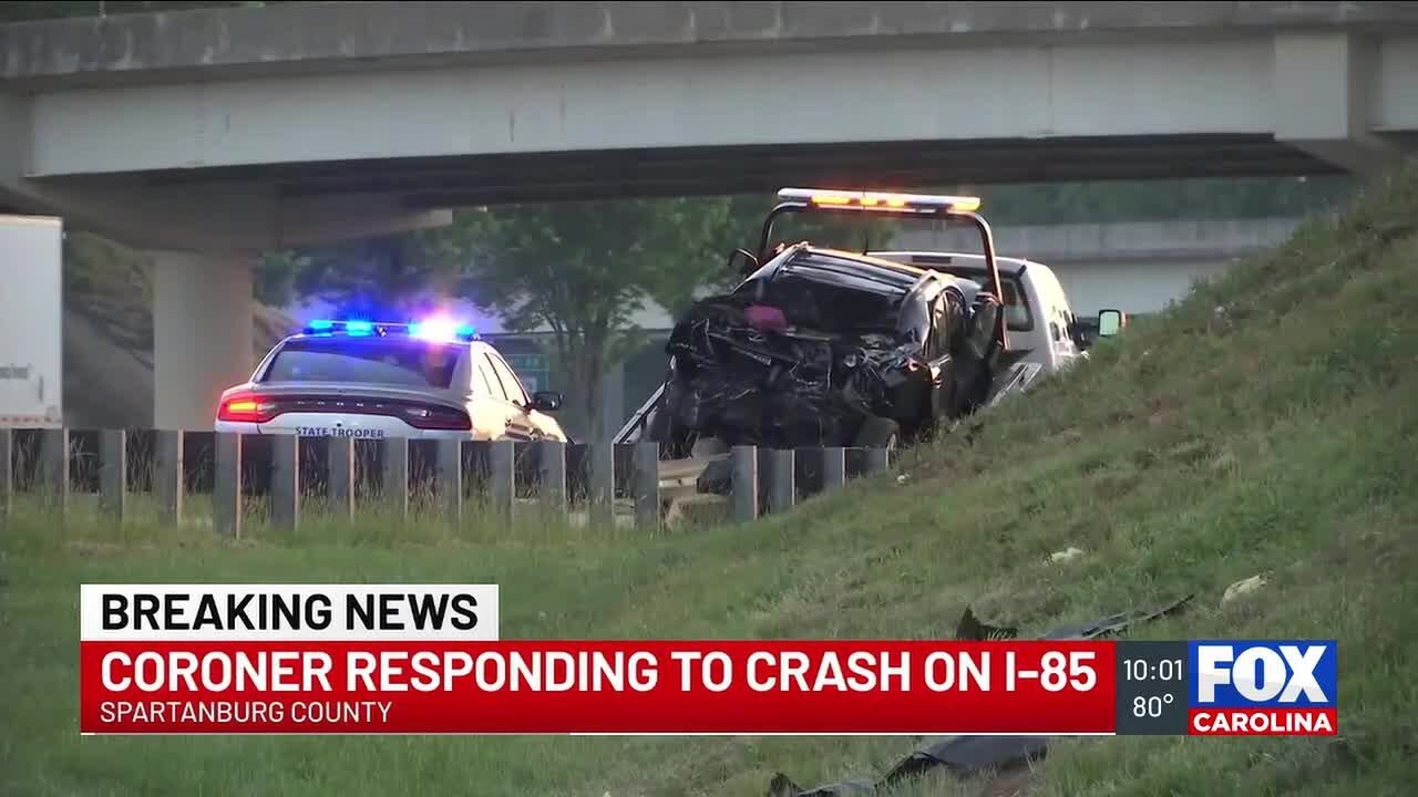 Coroner responds to crash in Spartanburg County on I-85 - YouTube