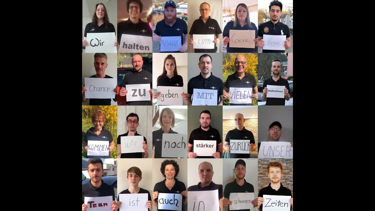 Grußbotschaft vom Auto Klaus - Zell/Mosel Team zum Thema CORONA - Alles wird gut - Andra tutto bene!