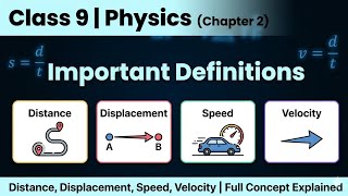 Class 9 Physics Chapter 2 | Important Definitions | Distance, Displacement, Speed, Velocity