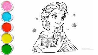 Cute Elsa Frozen Drawing for kids Painting Coloring for kids Toddlers Let s Draw Together