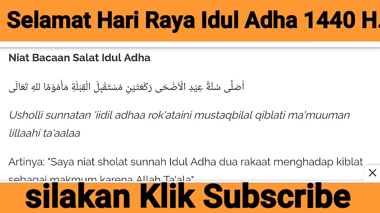 Niat Solat Idul Adha Sekarang Youtube