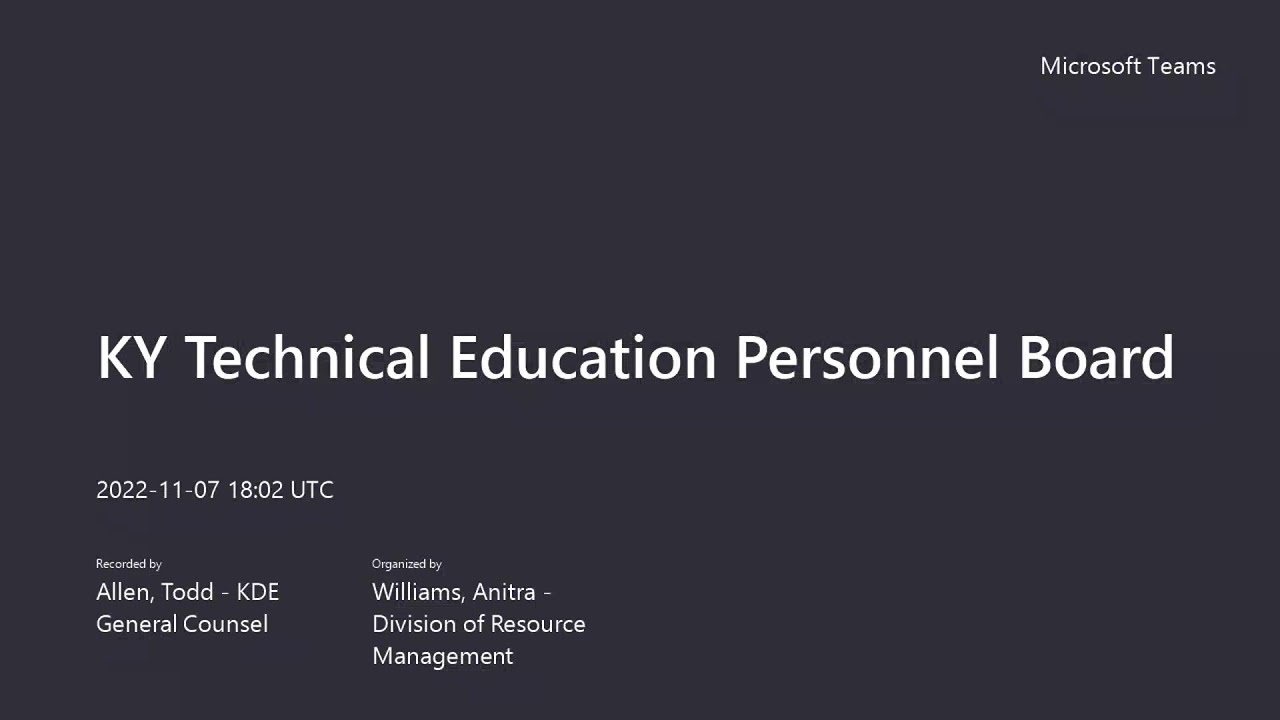 KY Technical Education Personnel Board November 7, 2022 YouTube