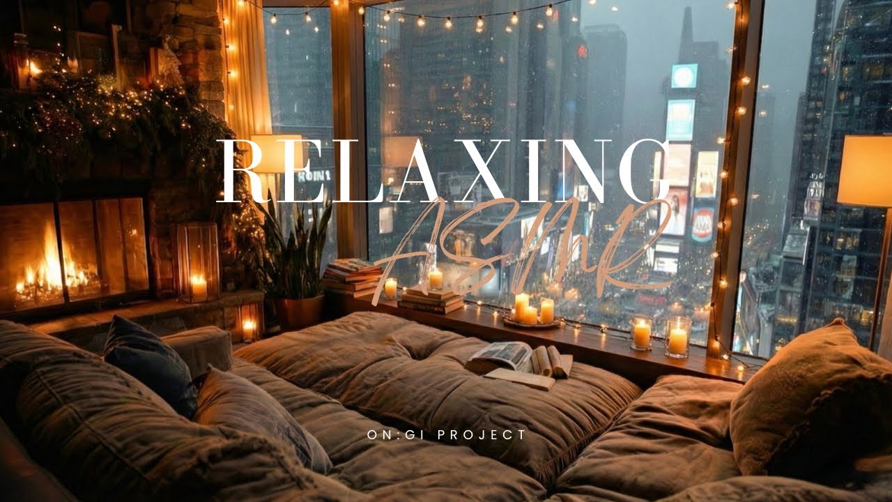 [New York] 🇺🇸Cozy Apartment Night with Smooth Jazz 🎷 Crackling Fireplace & City Lights 