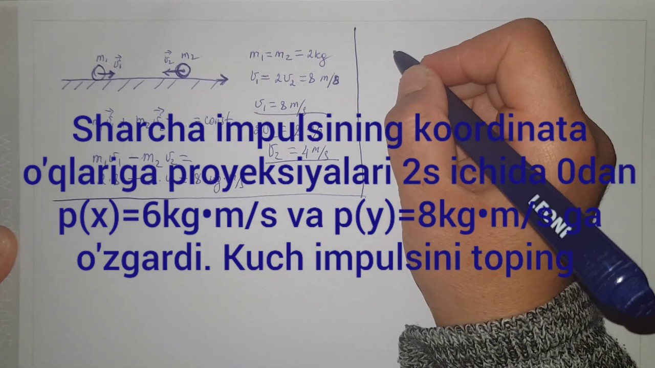 42-dars. Impuls va impulsning saqlanish qonuni  haqida masalalar yechish