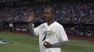 JAMES HILL SPORTS MLB TAMPA BAY RAYS BJ UPTON FIRST PITCH ALCS PRE GM 6 TROPICANA FIELD CT 10-19-26