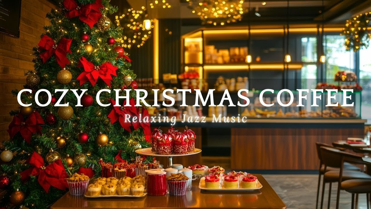 Cozy Christmas Coffee Shop Ambience & Relaxing Jazz Music 🎄 Christmas ...