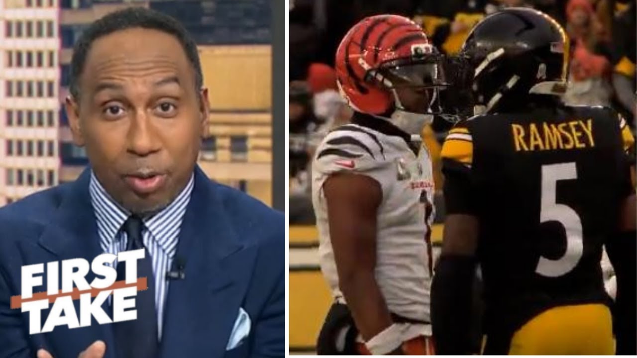 FIRST TAKE | "NFL need suspend Chase for spit on Jalen Ramsey" - Stephen A. on Steelers rout Bengals