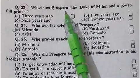 The Tempest : William Shakespeare || MCQ with Answers