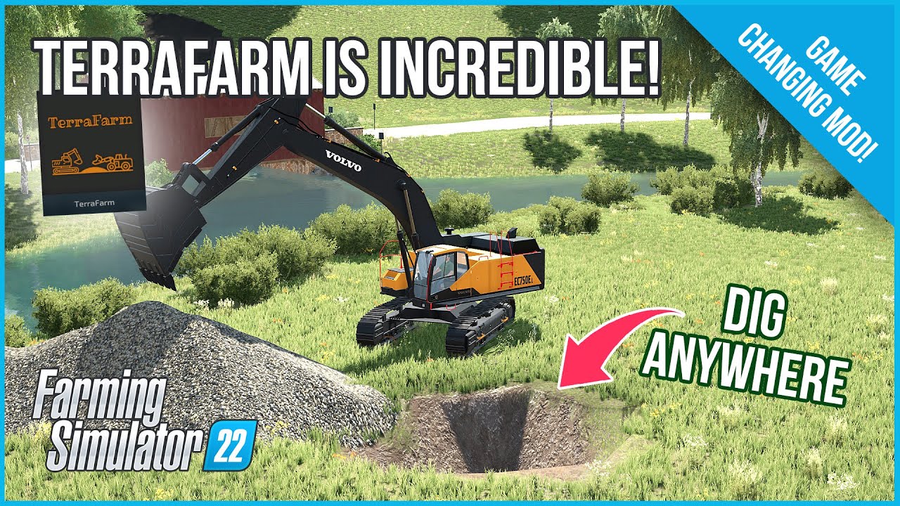 Dig ANYWHERE! on ANY MAP! in Farming Simulator 22 with the Amazing  TerraFarm Mod 