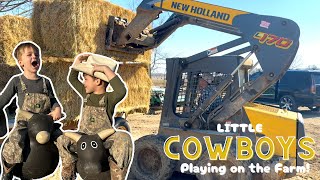 Little Cowboys Take Their Bulls To Pasture! TOYS/KIDS/COWS/FARM/HAY/TRACTOR/EXCAVATOR/IMAGINATION by The Roshek Family 44,155 views 3 months ago 28 minutes