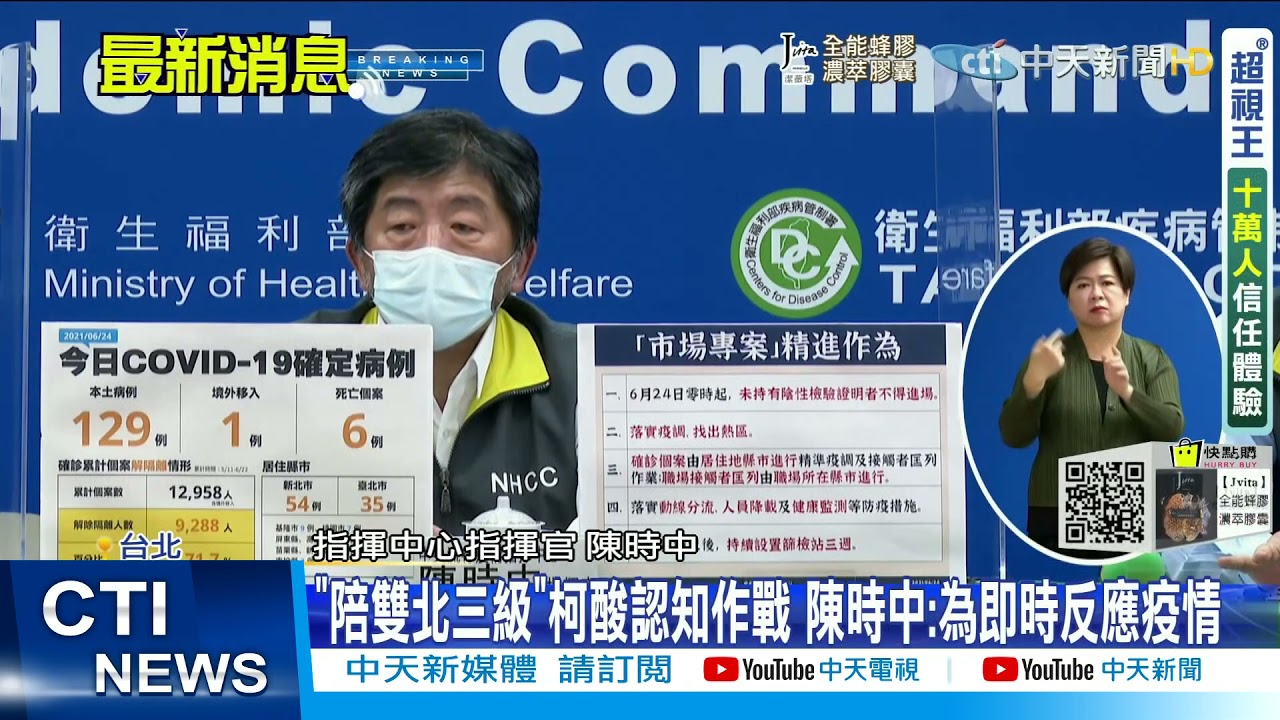 每日必看 陪雙北三級 柯酸認知作戰陳時中 為即時反應疫情 中天新聞20210624 Youtube