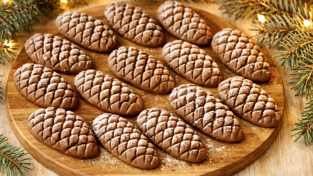 Gesunde Weihnachtskekse in Tannenzapfen-Form