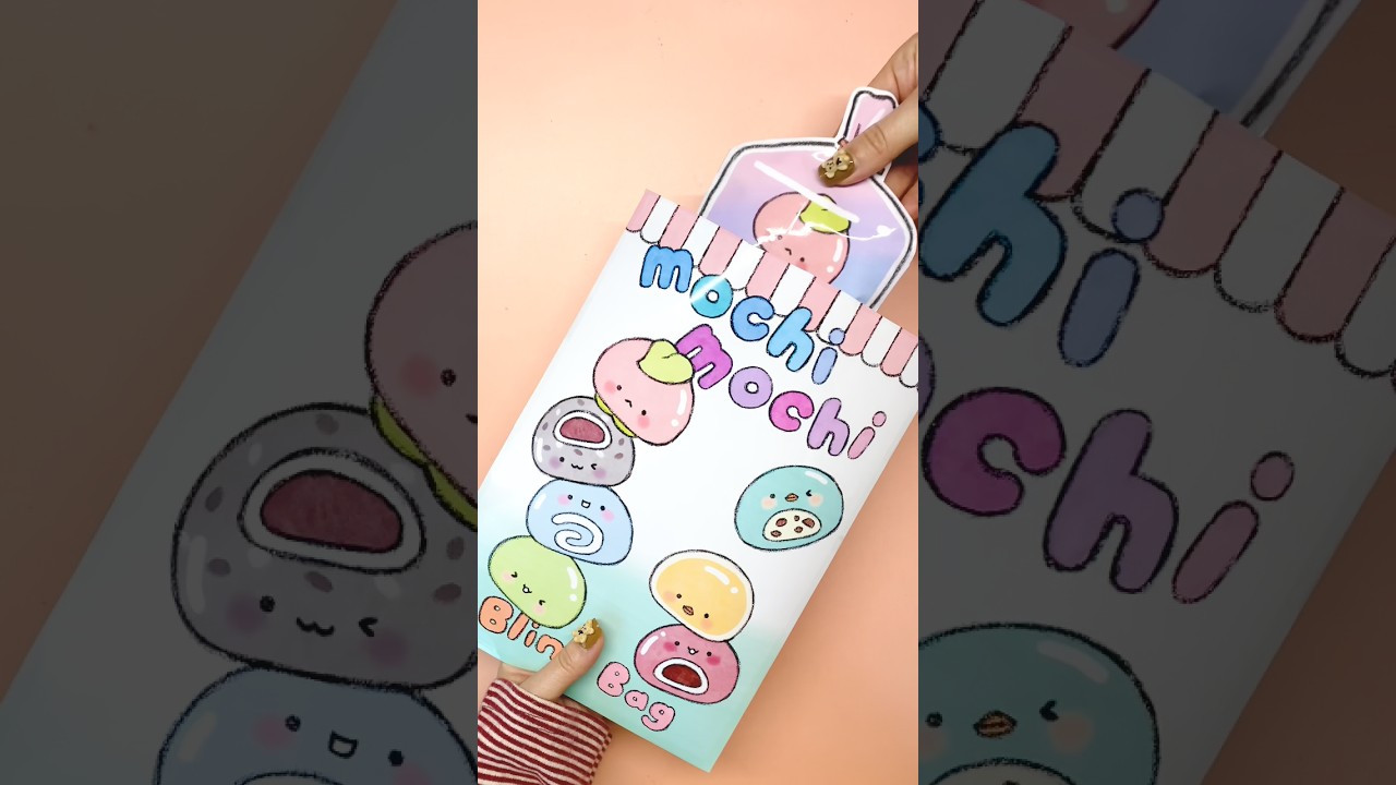 Kawaii Mochi Blind Bag DIY Cute Snacks Unboxing Squishy Paper Craft Sticker ASMR 귀여운 음식 종이 스퀴시 만들기