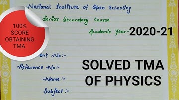 Solved TMA of Physics class 12th Year 2020-21 | Tutor Marked Assignment of NIOS  | ARYA SURYA SINGH