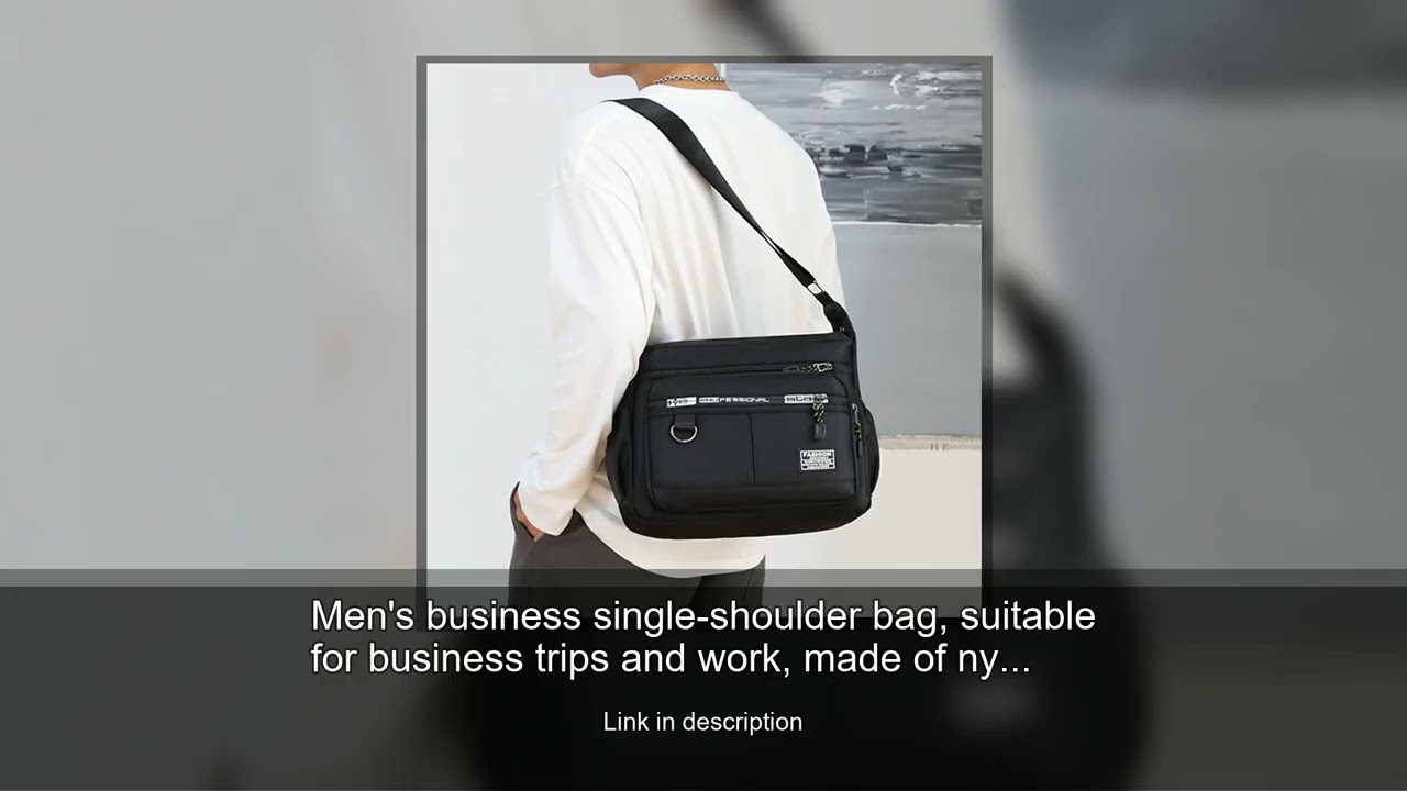 Men's business single-shoulder bag, suitable for business trips and work, made of nylon materia