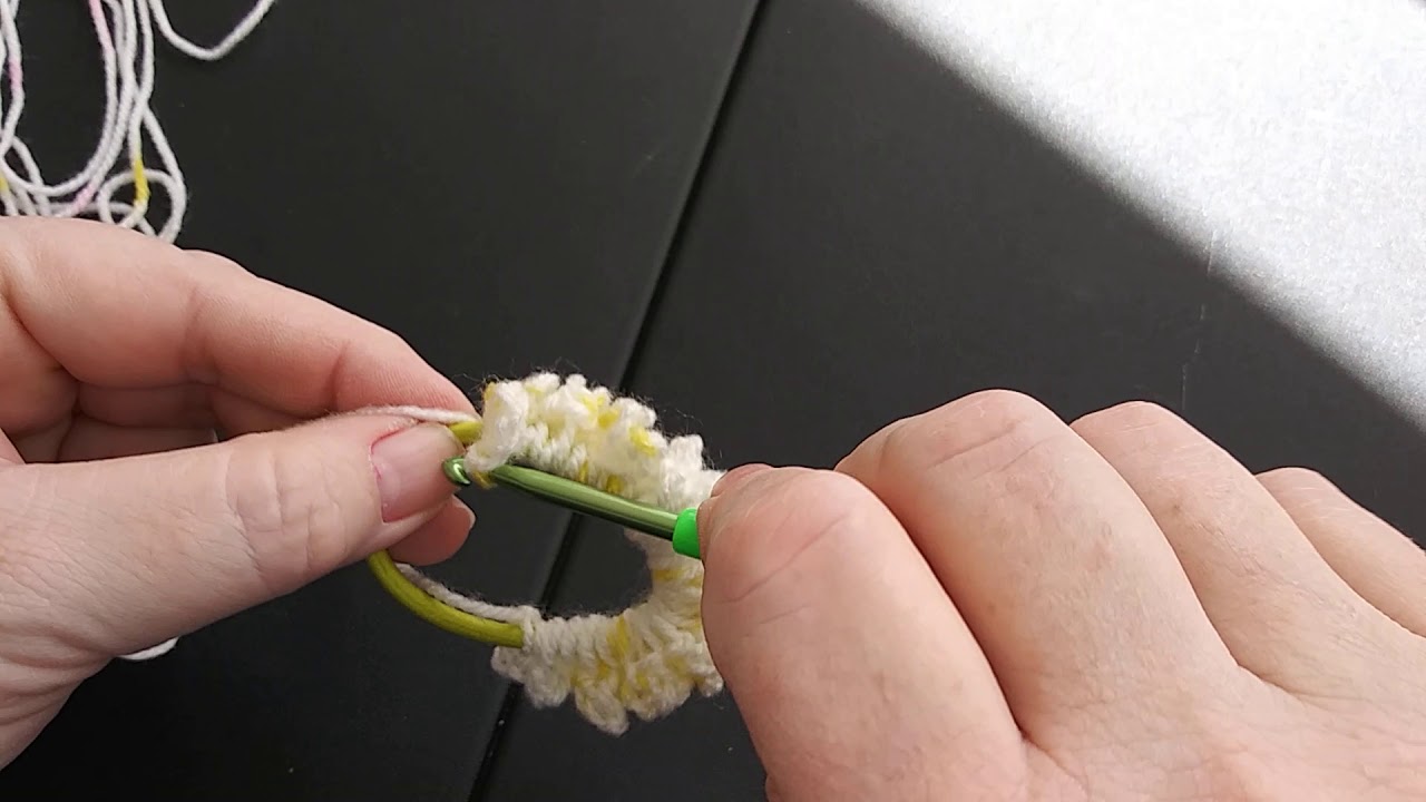 DIY on how to change a basic hair tie to a crochet scrunchy YouTube