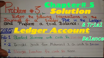 Problem# 3 Solution, of Chapter# 5, Ledger Account.