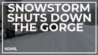 Major snowstorm shuts down highways in the Columbia River Gorge