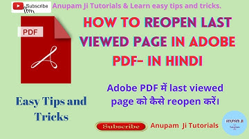How to Reopen last viewed page in Adobe PDF-In Hindi