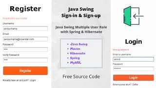 Java Swing Login and Register With Spring and Hibernate |  Signin And Signup With Multiple User Role