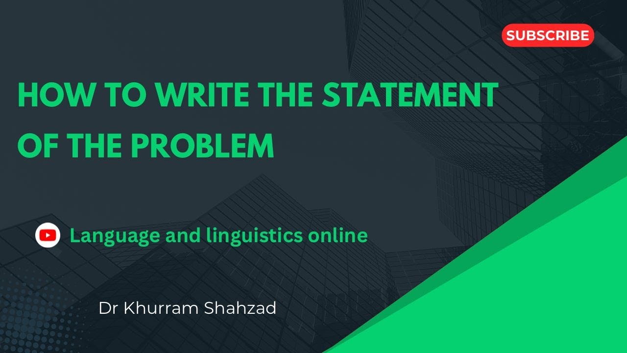 Writing Statement of the Problem in Research - YouTube