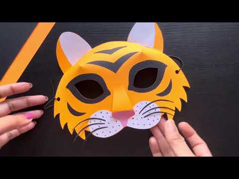 3D tiger mask | How to make a tiger mask using paper | DIY tiger paper mask | Animal paper mask idea