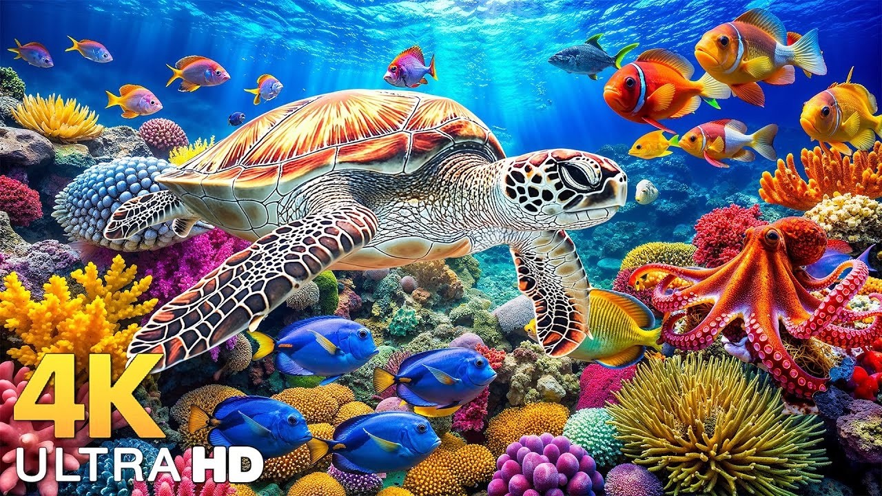 Diving Under The Red Sea 4K Video UHD - Admire beautiful Sea Creatures with The Best Relaxing Music