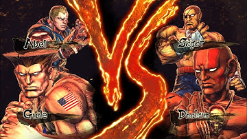 Street Fighter X Tekken _ Guile & Abel vs Dhalsim & Sagat (hardest)