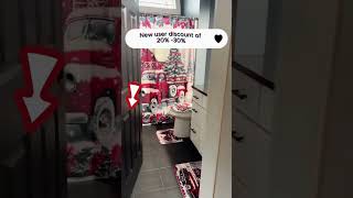 Christmas Shower Curtain Set with Hooks & Non-Slip Pad