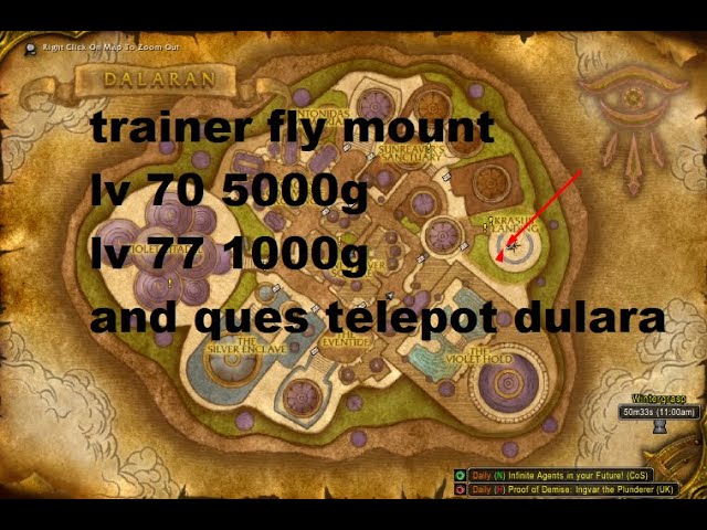 Dalaran Cold Weather Flying Trainer Location, WoW Wotlk 