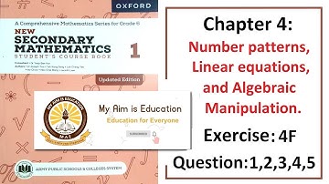 Exercise 4F Questions 1, 2, 3, 4 & 5 (Word Problems) – Math Class 6 Army Public School (APS).