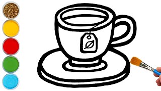 tea cup drawing painting and coloring for kids toddlers lets paint together