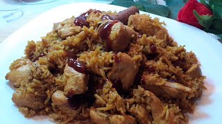 Riso arabo speziato con pollo| الرز المبهر بالفراخ  وصوص الباربيكيو| spiced rice with chicken (KFC)