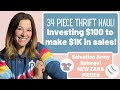 GIANT 34 Piece Thrift Haul: Investing $100 to Make $1K  in SALES on POSHMARK & EBAY- NEW ZARA Pieces
