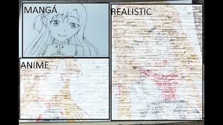 Drawing Asuna Yuuki in 3 Styles (Manga, Anime and Realistic) Sword Art Online screenshot 4