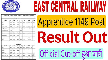EAST Central Railway Apprentice Cut off |Ecr Apprentice Result out 2025|Ecr Result out|Ecr cut off