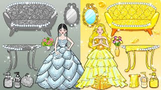 Paper Dolls Dress Up - Gold and Silver Barbie New Room Extreme Makeover - Barbie Story & Crafts